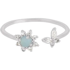 CZ Flower Butterfly Engagement Promise Ring for Women Girls Statement Expandable Adjustable Cubic Zirconia Open Band Finger Rings Comfort Fit Dainty Wedding Birthday Party Anniversary Jewelry Jewelry Cute Gifts