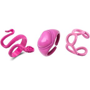 Rrdaily Pink Snake Stackable Knuckle Rings for Women Girls, Punk Vintage Goth Animal Finger Ring Jewelry Gifts