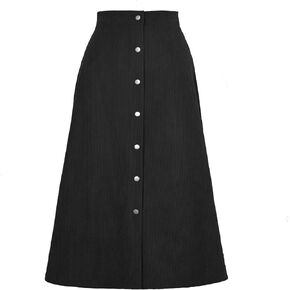 Women's Corduroy Skirt Midi Skirt High Waist A Line Skirt with Button Vintage Retro Basic Corduroy Skirt