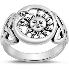 Sun Moon Universe Cute Ring New .925 Sterling Silver Celtic Knot Band Sizes 5-10