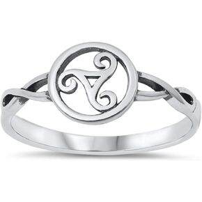 Celtic Triskele Trinity Ring New .925 Sterling Silver Band Sizes 4-10