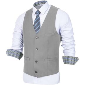 Men's Suit Vest Business Waistcoat Formal Dress Vest for Men with 4 Button Slim Fit
