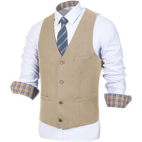 Men's Suit Vest Business Waistcoat Formal Dress Vest for Men with 4 Button Slim Fit