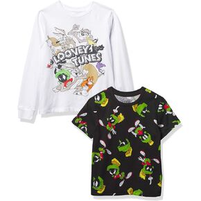 Big Retro 2-Piece Short Tee & Long Sleeve T-Shirt Bundle Set-Bugs Bunny, Marvin, Taz-Boys Sizes 4-20