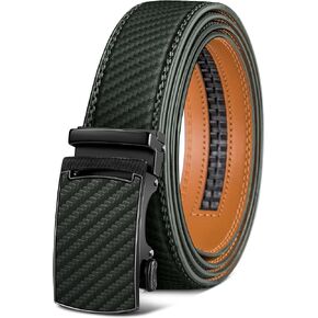 KEMISANT Mens Belt, Leather Ratchet Belt Customizable Fit,Effortless Style 35mm(Dark Green,30"-36" Waist Adjustable)