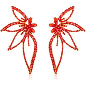 GBAHFY Exaggerate Butterfly Studs Earrings Boho Vintage Rhinestone Statement Earrings Angel Wings Crystal Earrings Shiny Leaf-shaped Flower Stud Earrings Wedding Jewelry Gifts for Women Girls