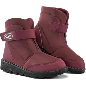 أحذية الثلوج النسائية الشتوية من Atoshopce: أحذية مريحة مبطنة بالفرو الدافئ للكاحل بسحاب وحلقة ربط مضادة للماء للنساء في الهواء الطلق in Kuwait