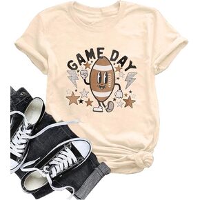 تي شيرت كرة القدم MOUSYA Game Day Football Mom تي شيرت لطيف لكرة القدم جرافيك تي شيرت Sunday Funday لكرة القدم
