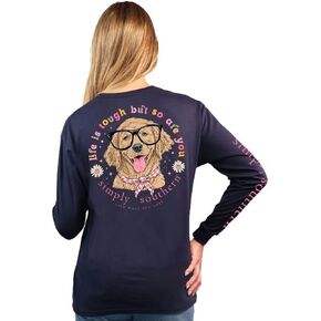Simply Southern | Life is Tough but so are You | Preppy and Stylish Women’s Navy Relaxed-Fit Long Sleeve T-Shirt