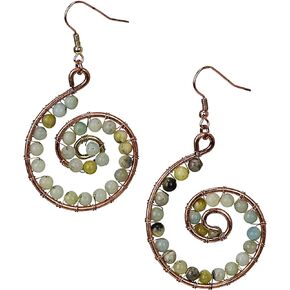 New! Amazonite Spiral Earrings Copper Rose Gold for Women | SPUNKYsoul Collection
