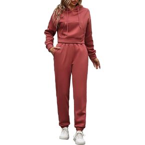 WDIRARA Women's 2 Piece Outfits Drawstring Long Sleeve Hoodie and Sweatpants Set Tracksuit