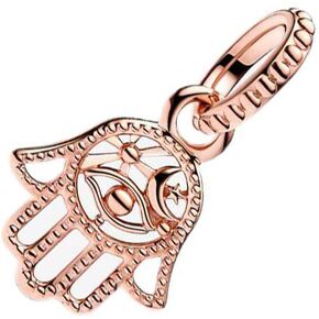 ZURWTCH Rose Gold Protective Hamsa Hand Dangle Charm Fit Women Bracelet Necklaces Fashion Gifts 925 Sterling Silver DIY Jewelry