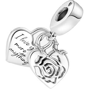 ZURWTCH Rose Heart Padlock Dangle Charm Fit Women Bracelet Necklaces Fashion Gifts 925 Sterling Silver DIY Jewelry