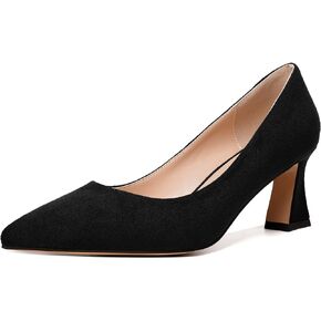 MODENCOCO Womens Pointed Toe Slip On Wedding Sexy Suede Casual Stiletto Mid Heel Pumps Dress Shoes 2.5 Inch