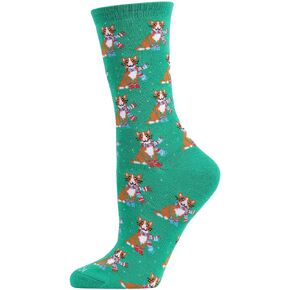 MeMoi Women's Cozy Cat Holiday Crew Socks