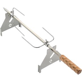 CAMPINGMOON Hand Movement Rotisserie Grill with Wooden Handle MK-60