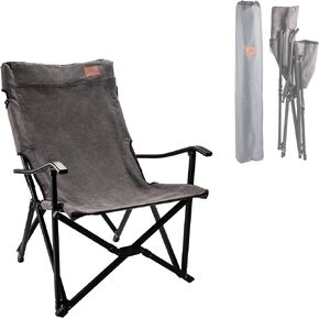 CAMPINGMOON المحمولة القطن قماش المعسكر النار المفتوحة كرسي تخييم كرسي منخفض الطراز أسود F-1003C-BK