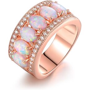 Barzel Oval-Cut Created White Opal & Cubic Zirconia Ring (Comes in Rose & White Gold Plated)