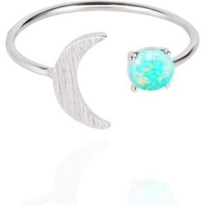MUSTHAVE 18K Rose/White/Yellow Gold Plated Moon Opal Ring, White/Green/Pink Opal, Adjustable Size