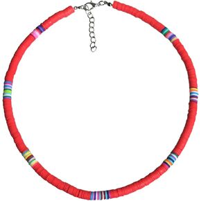 Pingyongchang Surfer Choker Boho Jewelry Lightweight Colorful African Vinyl Disc Beads Necklace for Women Girls