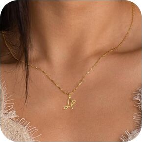 Initial Necklaces for Women, Dainty Gold Letter Pendant Necklace 14K Gold Plated Name Necklace Cute Initial Necklaces Personalized Monogram Choker Necklaces for Women Trendy Gold Jewelry Gifts