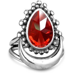 5A Brilliant Cubic Zirconia Crescent Moon Ring for Women Girls,S925 Sterling Silver Waterdrop Pyramid Shaped CZ Gem Boho Statement Ring Jewelry Gift for Her,Wedding Engagement Ring for Women in Kuwait