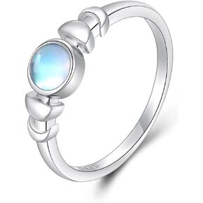 TIGER RIDER 925 Sterling Silver Moon Phase Ring Moonstone Ring