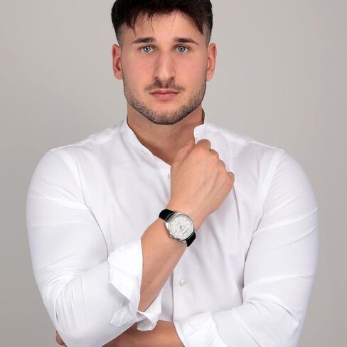 ROMA 41MM AUTO W/SILVER DIAL BLACK ST, Black in Kuwait