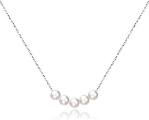 LUCKMORA Single Pearl Necklace for Women 925 Sterling Silver Freshwater Cultured 6.5mm - 7mm Pearls Choker Genuine Floating Pearls Necklaces Real Round White in Kuwait