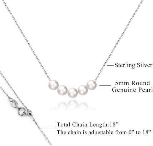 LUCKMORA Single Pearl Necklace for Women 925 Sterling Silver Freshwater Cultured 6.5mm - 7mm Pearls Choker Genuine Floating Pearls Necklaces Real Round White in Kuwait