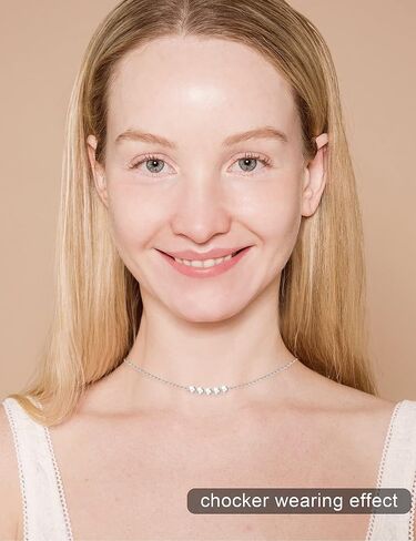 LUCKMORA Single Pearl Necklace for Women 925 Sterling Silver Freshwater Cultured 6.5mm - 7mm Pearls Choker Genuine Floating Pearls Necklaces Real Round White in Kuwait