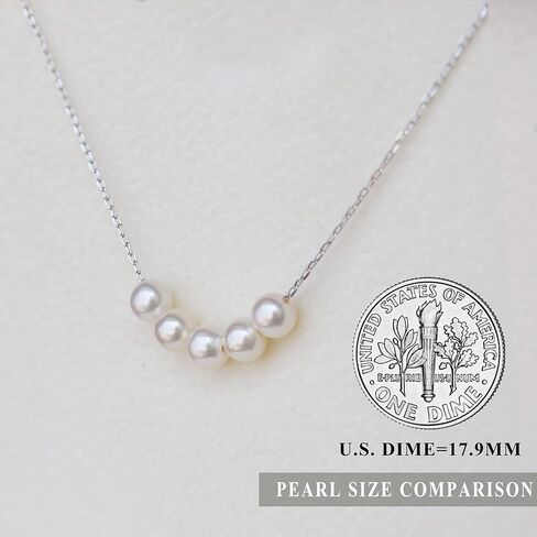 LUCKMORA Single Pearl Necklace for Women 925 Sterling Silver Freshwater Cultured 6.5mm - 7mm Pearls Choker Genuine Floating Pearls Necklaces Real Round White in Kuwait