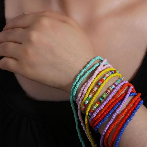 Sevenfly Seed Bead Choker قلادة صغيرة مطرزة بوهو الملونة المختنق سلسلة مجوهرات للنساء والفتيات in Kuwait
