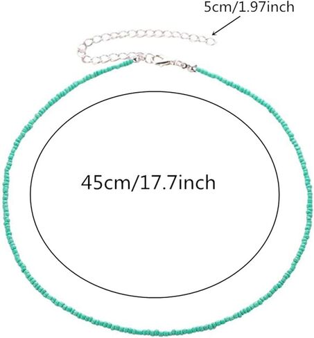 Sevenfly Seed Bead Choker قلادة صغيرة مطرزة بوهو الملونة المختنق سلسلة مجوهرات للنساء والفتيات in Kuwait
