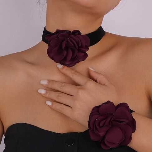 CLOACE القوطية المختنق القلائد الأحمر روز الرقبة مجوهرات أنيقة طوق قلادة قابل للتعديل زي للنساء in Kuwait