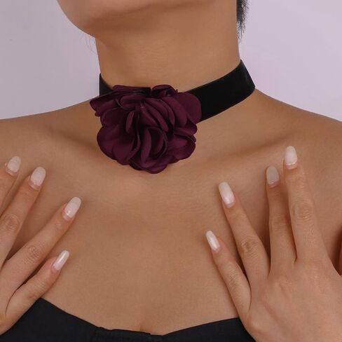 CLOACE القوطية المختنق القلائد الأحمر روز الرقبة مجوهرات أنيقة طوق قلادة قابل للتعديل زي للنساء in Kuwait