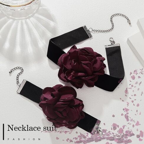 CLOACE القوطية المختنق القلائد الأحمر روز الرقبة مجوهرات أنيقة طوق قلادة قابل للتعديل زي للنساء in Kuwait