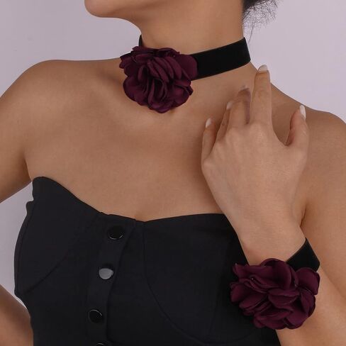 CLOACE القوطية المختنق القلائد الأحمر روز الرقبة مجوهرات أنيقة طوق قلادة قابل للتعديل زي للنساء in Kuwait