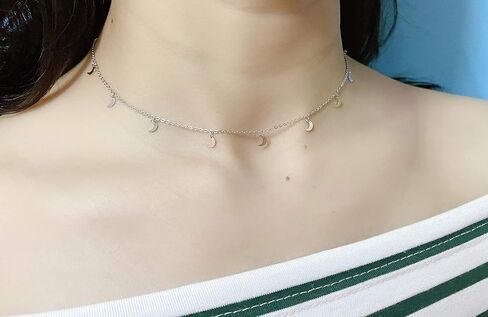S925 Sterling Silver Stars Moon Dot Choker Short Dainty Necklace for Women Jewelry in Saudi Arabia