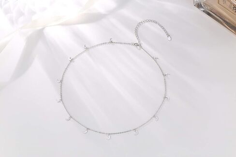 S925 Sterling Silver Stars Moon Dot Choker Short Dainty Necklace for Women Jewelry in Saudi Arabia