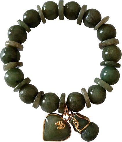 سوار اليشم للنساء الإسورة سحر الخرز الأحجار الكريمة الطبيعية مع قلادة الأحجار الكريمة الحب القلب والقرع محظوظ نجاح الازدهار التايلاندي القوي في تجارة الحياة in Kuwait