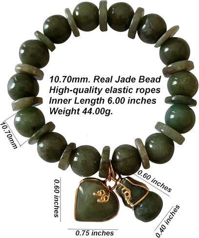 سوار اليشم للنساء الإسورة سحر الخرز الأحجار الكريمة الطبيعية مع قلادة الأحجار الكريمة الحب القلب والقرع محظوظ نجاح الازدهار التايلاندي القوي في تجارة الحياة in Kuwait