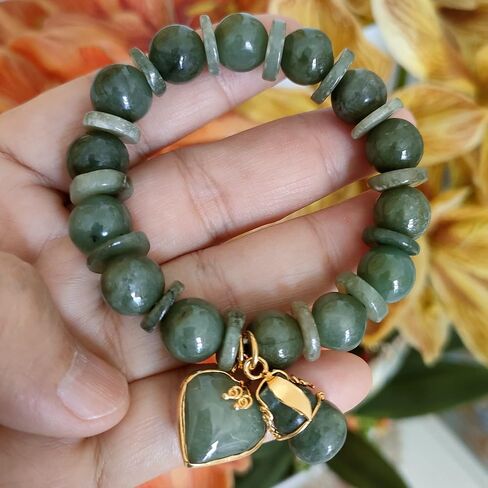 سوار اليشم للنساء الإسورة سحر الخرز الأحجار الكريمة الطبيعية مع قلادة الأحجار الكريمة الحب القلب والقرع محظوظ نجاح الازدهار التايلاندي القوي في تجارة الحياة in Kuwait