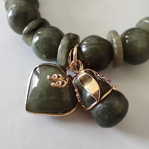 سوار اليشم للنساء الإسورة سحر الخرز الأحجار الكريمة الطبيعية مع قلادة الأحجار الكريمة الحب القلب والقرع محظوظ نجاح الازدهار التايلاندي القوي في تجارة الحياة in Kuwait