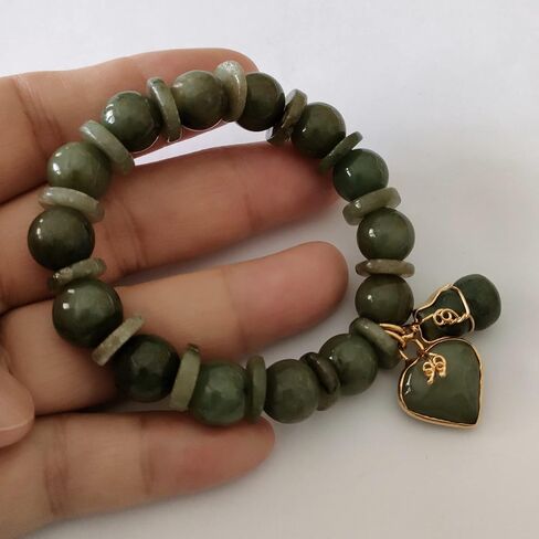 سوار اليشم للنساء الإسورة سحر الخرز الأحجار الكريمة الطبيعية مع قلادة الأحجار الكريمة الحب القلب والقرع محظوظ نجاح الازدهار التايلاندي القوي في تجارة الحياة in Kuwait