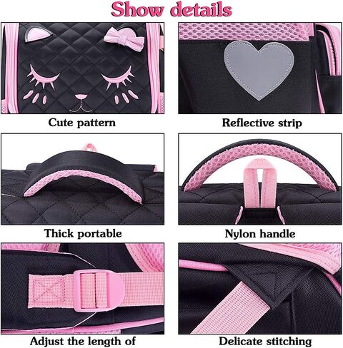 Girls Bow-knot Backpack Set Elementary School Bag with Lunch Bag Cute Daypack Gift for Princess Girls Preschool Pink in Kuwait