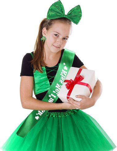 إكسسوارات يوم القديس باتريك للنساء من إيريش بارادايس مجموعة أزياء شامروك ترتر عصابة رأس سانت باتريك توتو القرط البرسيم الجوارب مخطط سانت باتريك هدايا حفلة القديس باتريك 5 قطع in Kuwait