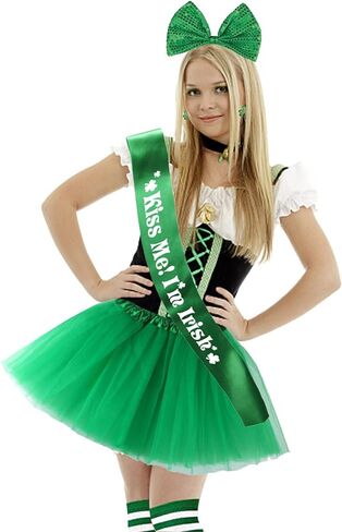 إكسسوارات يوم القديس باتريك للنساء من إيريش بارادايس مجموعة أزياء شامروك ترتر عصابة رأس سانت باتريك توتو القرط البرسيم الجوارب مخطط سانت باتريك هدايا حفلة القديس باتريك 5 قطع in Kuwait