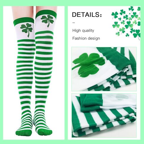 إكسسوارات يوم القديس باتريك للنساء من إيريش بارادايس مجموعة أزياء شامروك ترتر عصابة رأس سانت باتريك توتو القرط البرسيم الجوارب مخطط سانت باتريك هدايا حفلة القديس باتريك 5 قطع in Kuwait