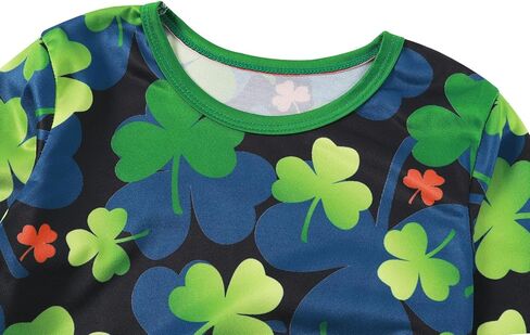 WonderBabe Girls St Patrick's Day Dress Outfit Long Sleeve Plaid Shamrock Casual Swing Midi Dresses Clothes in Kuwait